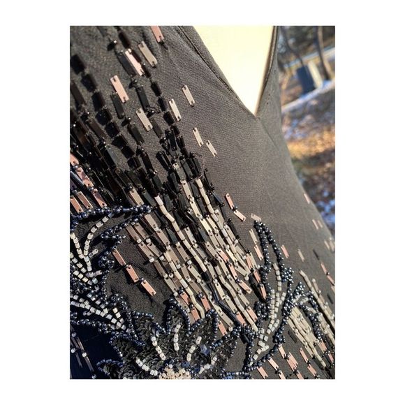 Vtg 90s Y2K Sue Wong Nocturne Gown 100% Silk Dress Beads Mermaid Glam Celestial - Picture 14 of 15